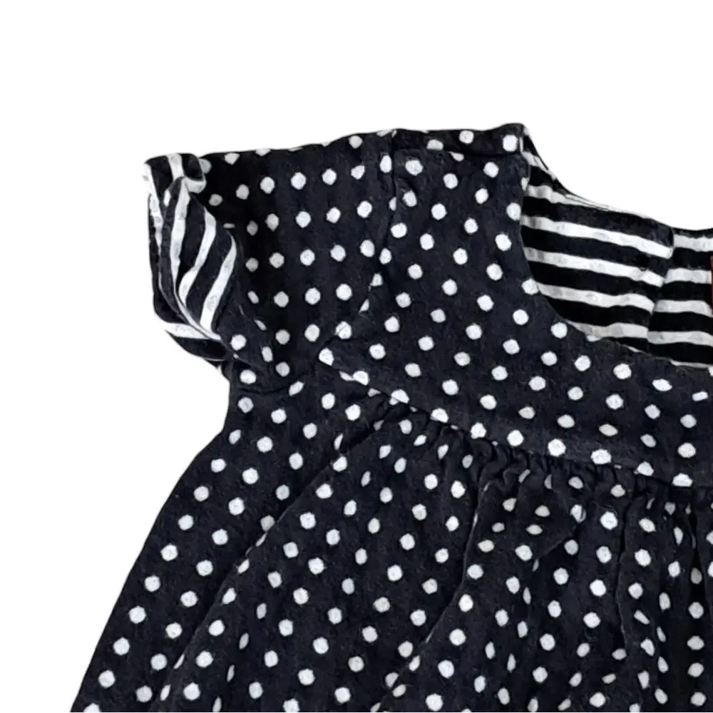 Tea Collection Black With White Dots Short Sleeve  Dress Size 3T